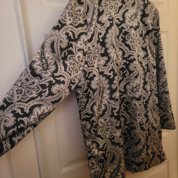 80's 90's Retro Paisley Blazer Black & White - Picture 2 of 9
